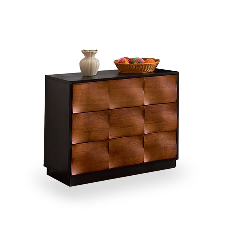 Black+Dark-brown Solid + Manufactured Wood Accent Cabinet