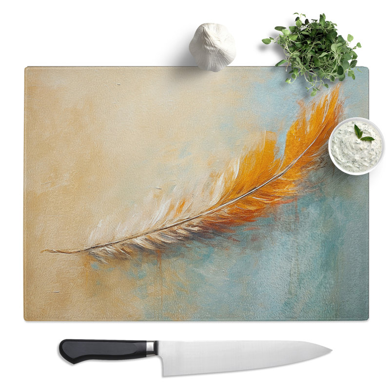 Feather Minimalism  Glass Chopping Board