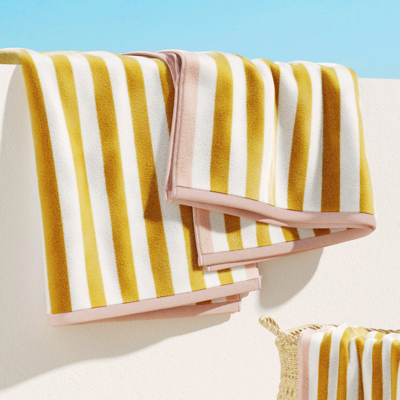 Serviettes de plage surdimensionnées 100% coton, 2, Souci / rose cendré