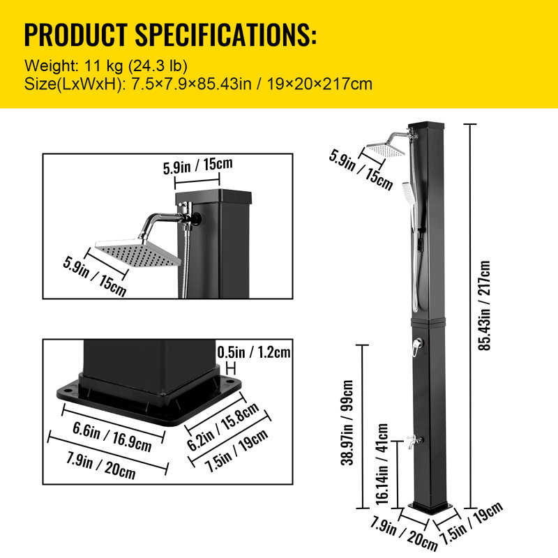 Outdoor Shower and Footwash Spout, Black