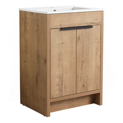 Meuble-lavabo autoportant 24 po 2 portes à fermeture en douceur ((KD-PACKING), meuble-lavabo sans comptoir