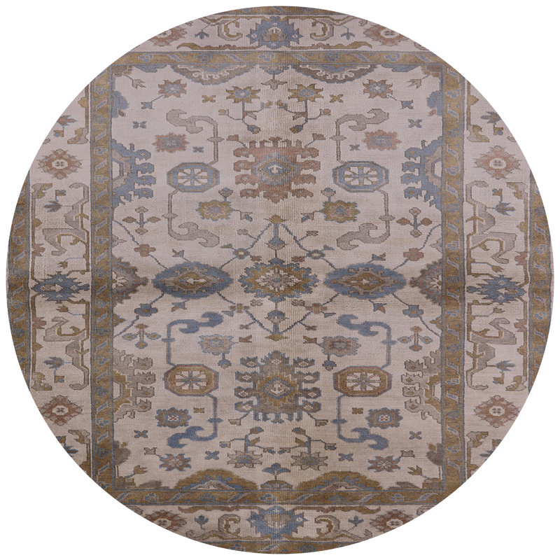 Tapis brun à motif oriental, Rond 5 pi