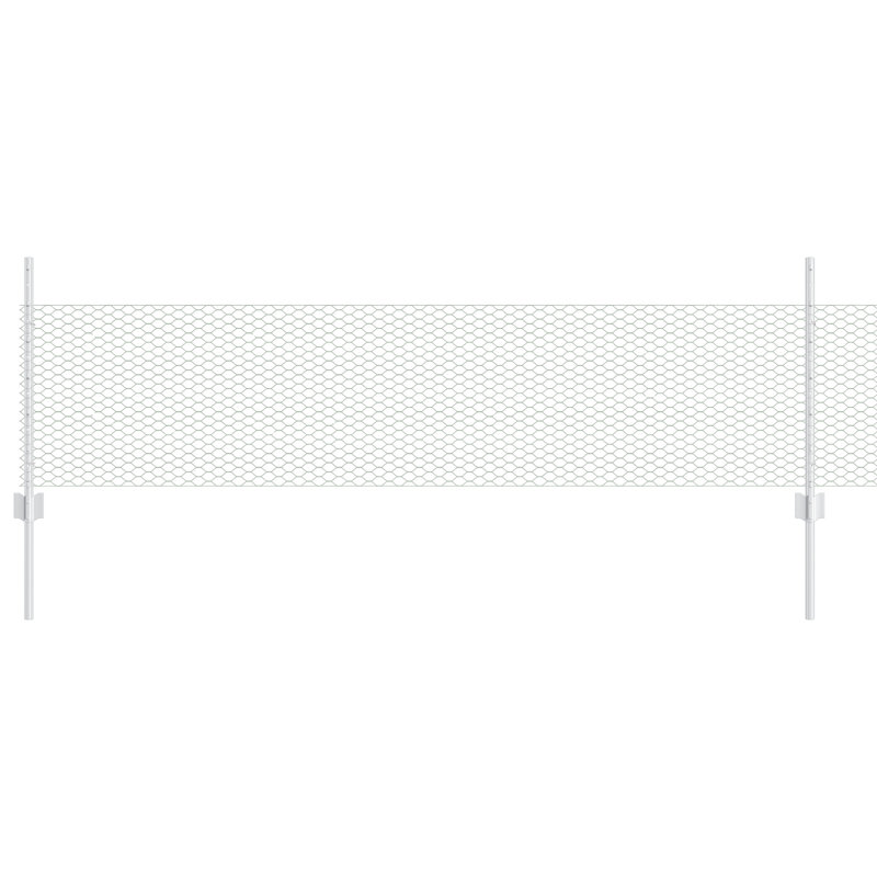 Fence with Post Segment Outdoor Barrier Garden Terrace Divider Boundary, Silver, 60cm H x 1000cm W