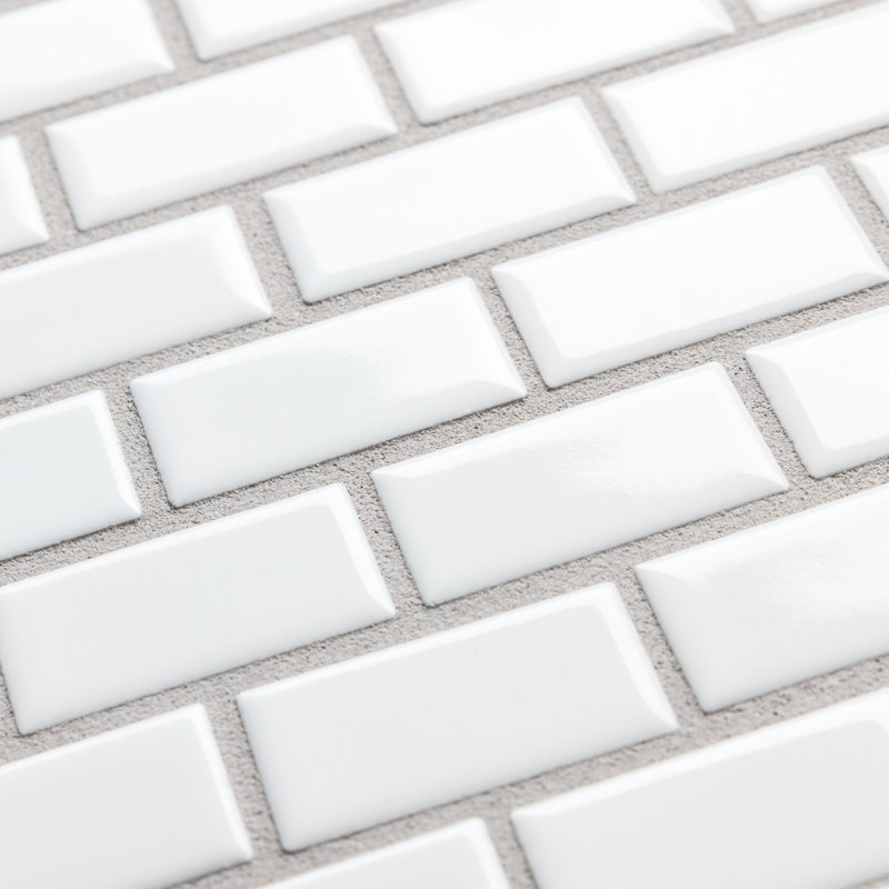 Hudson Subway White 11-3/4" x 12" Porcelain Mosaic Tile, Glossy White