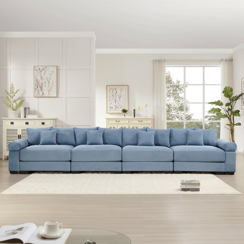 Canapé modulaire surdimensionné de 170 po Cloud, Velours côtelé bleu