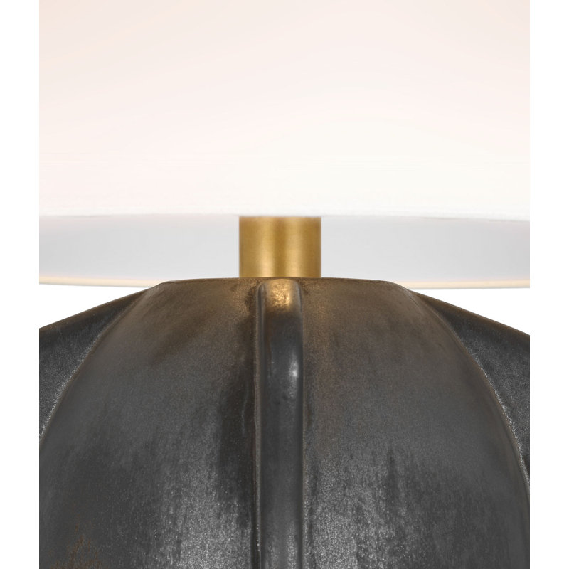 Delmar 22" Table Lamp with Linen Shade, Stained Black Metallic