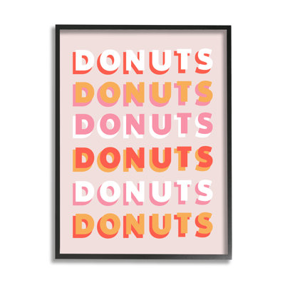 " Orange Pink Donuts Text Pattern Design " by CAD Designs