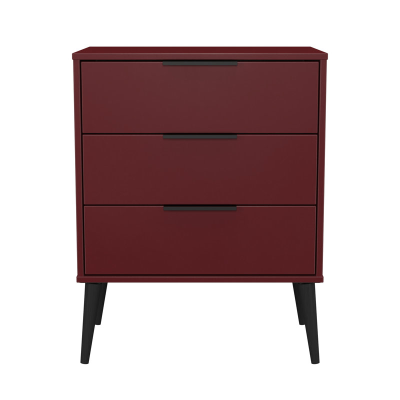 Bisceglia 58 cm W Chest of 3 Drawers, Red