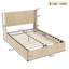Grand lit plateforme avec rangement surélevé en bois avec système de levage hydraulique et sans sommier, idéal pour les chambres élégantes et peu encombrantes (sans matelas)