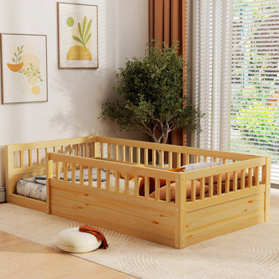 Floor Bed Frame with Fence