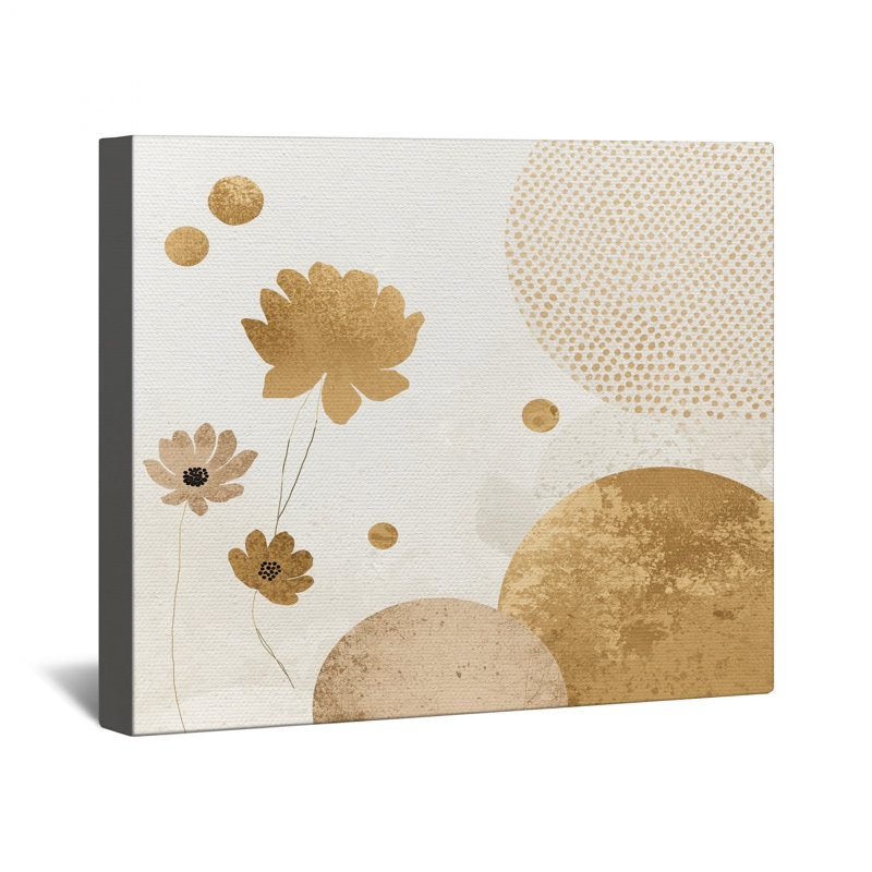 Toile tendue avec cercles de lotus dorés en plusieurs tailles, 32 x 32 inches