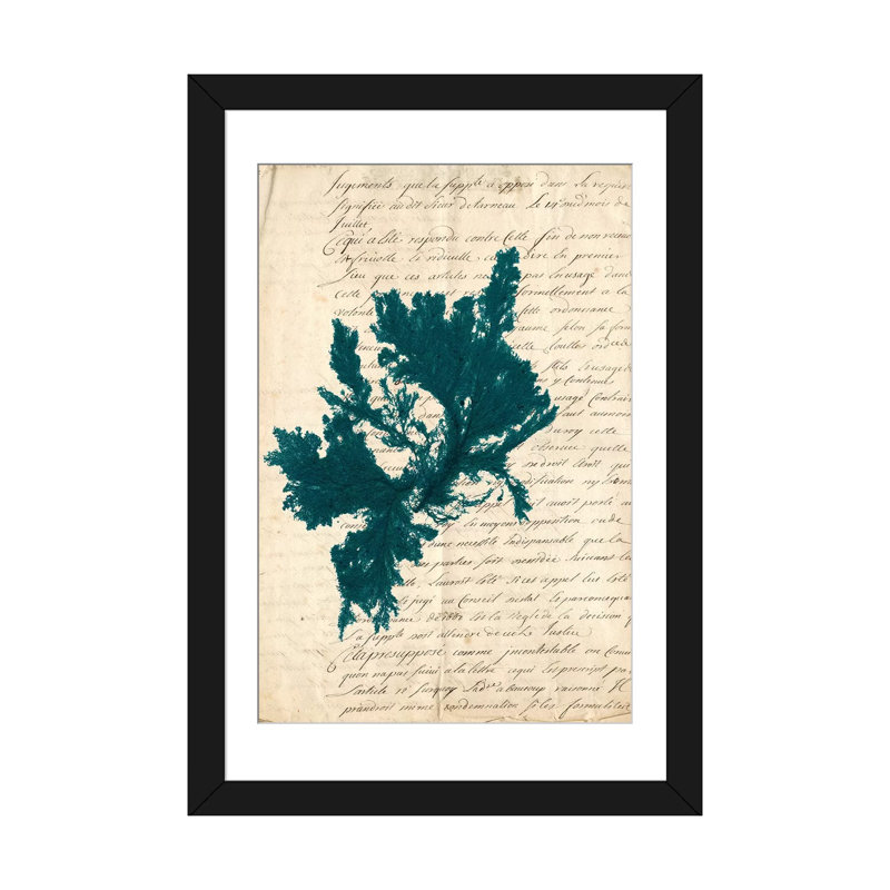« rétro-algues bleu algues iv », reproduction d’impression sur toile tendue, H 24 po x l 16 po x P 1 po, Blanc