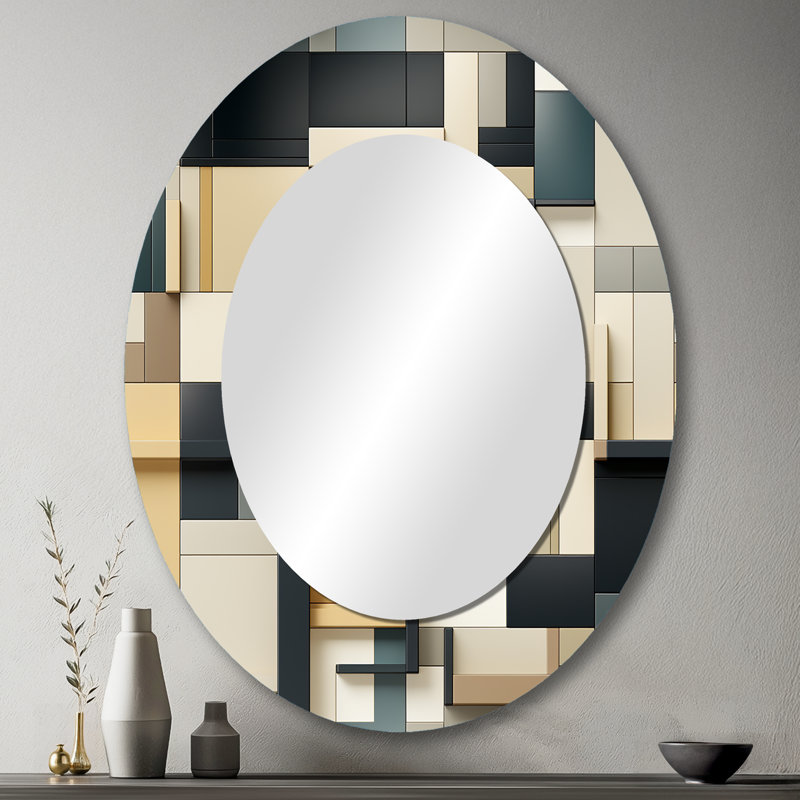 Miroir mural taupe à motif géométrique Harmony, H 43 po x l 33 po