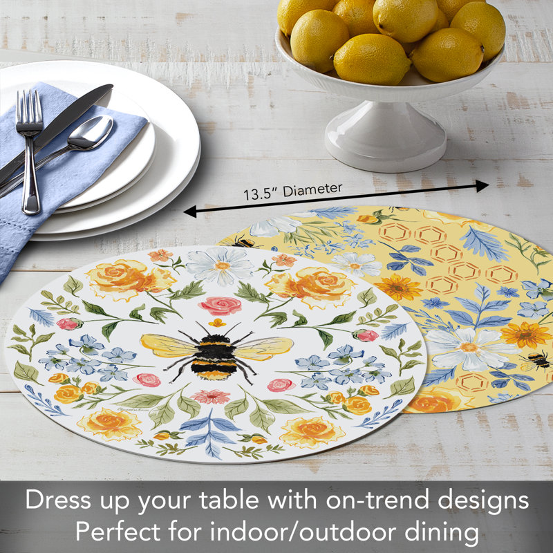 Ensemble de 4 napperons réversibles à motif floral