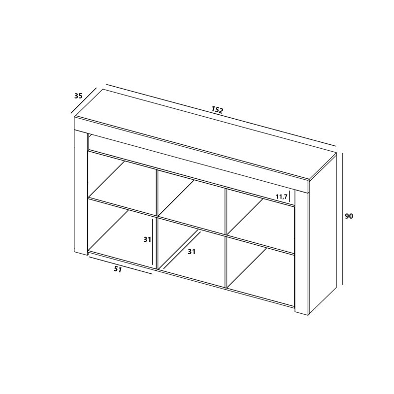 Dina 152cm Sideboard, Grey Matte/Grey High Gloss, No