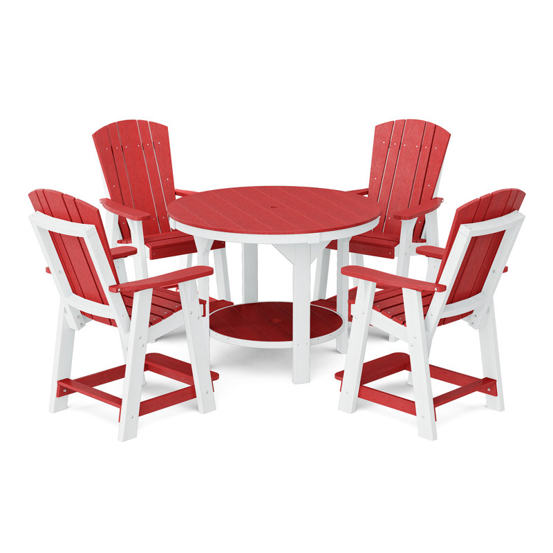 Heritage Pub Counter Set, 4, Cardinal Red/White