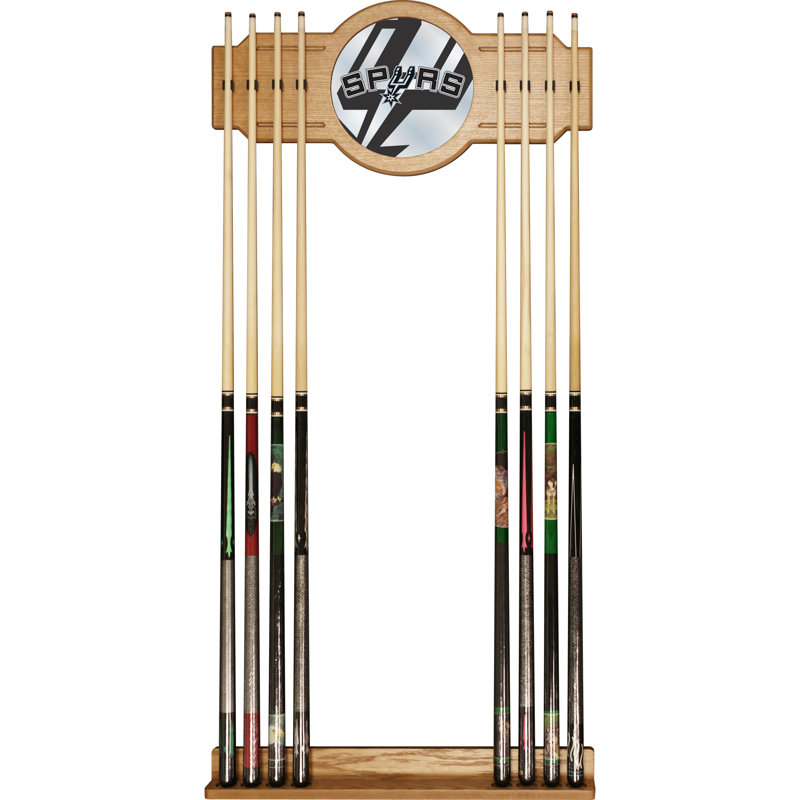 Support à queue de billard avec miroir nba, Spurs de San Antonio, L 13,25 po x l 28 po