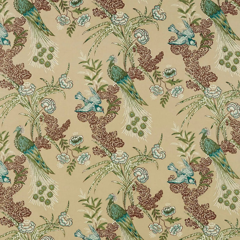 Tissu paon Schumacher x Miles Redd, Beige