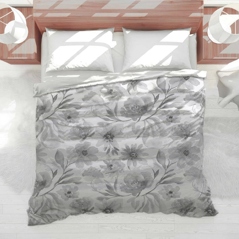 Couette aquarelle florale noire, Lit simple