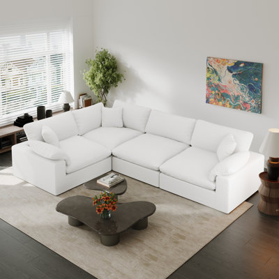 Amika Upholstered Cloud Couch Modular Sectional Sofa for Living Room and Bedroom