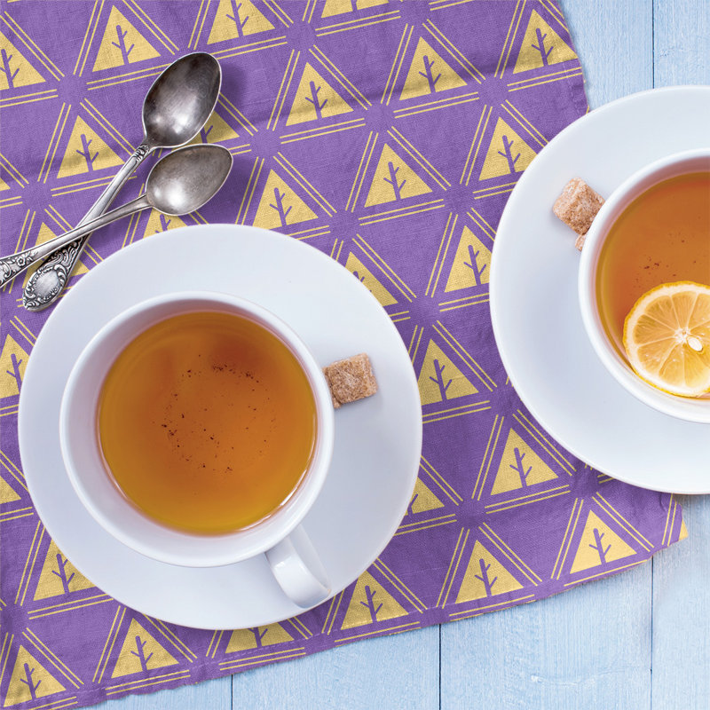 Theo Nath Tea Towel Kitchen Towel, Purple/Dark Cream, Cotton Twill