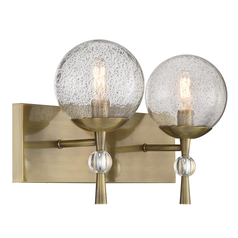 Mercer41 Marvaa Oxidized Aged Brass With Clear Vanity Light, 2