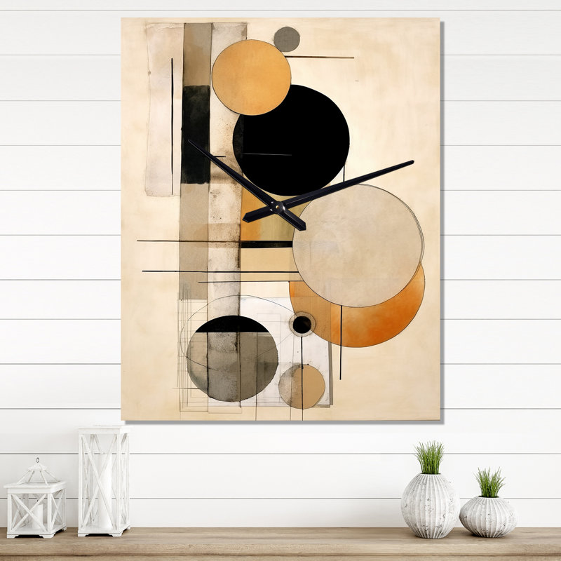 Cubisme beige Synergy - horloge murale moderne abstraite, Très grand
