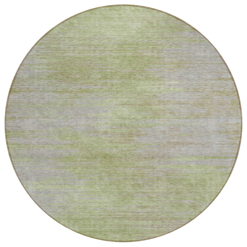 Tapis intérieur rond lavable abstrait vert sauge et artichaut 8 pi