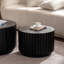 Set Of 2 Fluted Coffee Table - Solid Wood & MDF Round Accent Tables