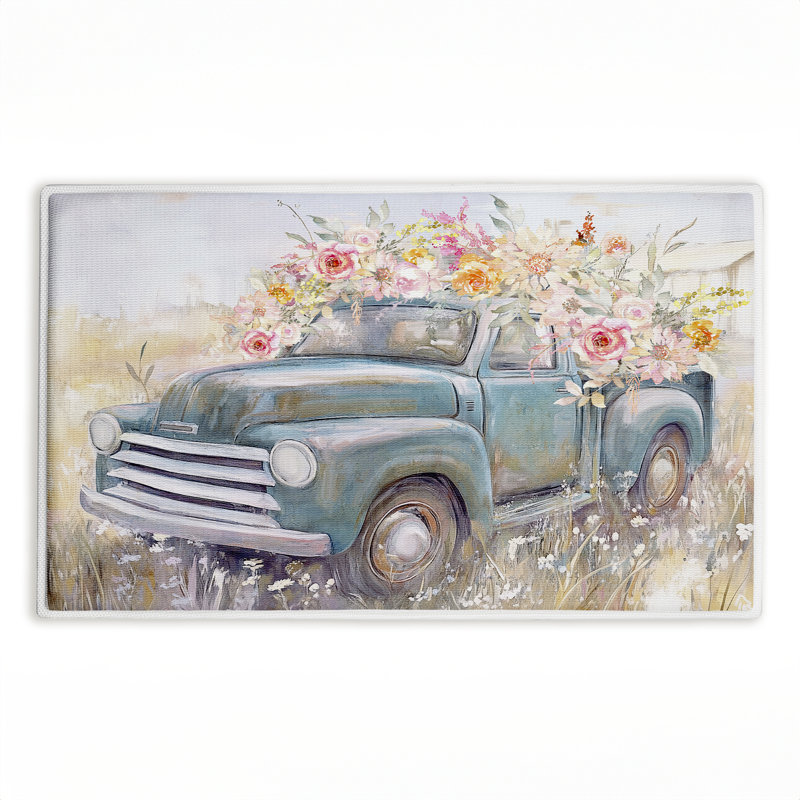 Tapis de bain et tapis de bain en peluche imprimé Country Cargo Roses, design par Nina Blue, 18 po x 30 po
