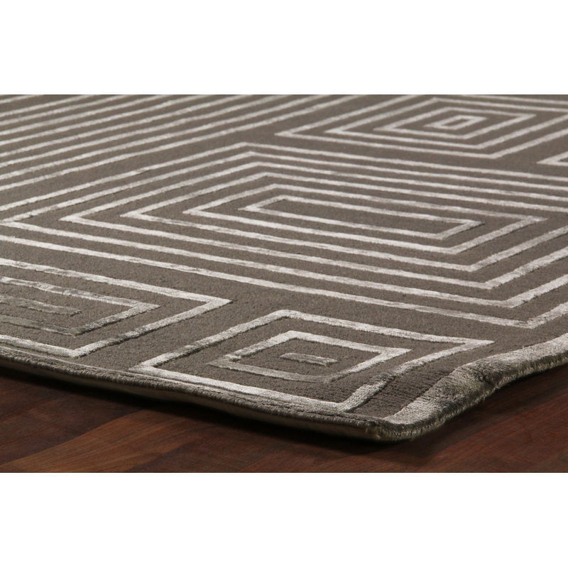 Metro-Velvet Geometric Area Rug in Raisin Brown, Rectangle 10' x 14'
