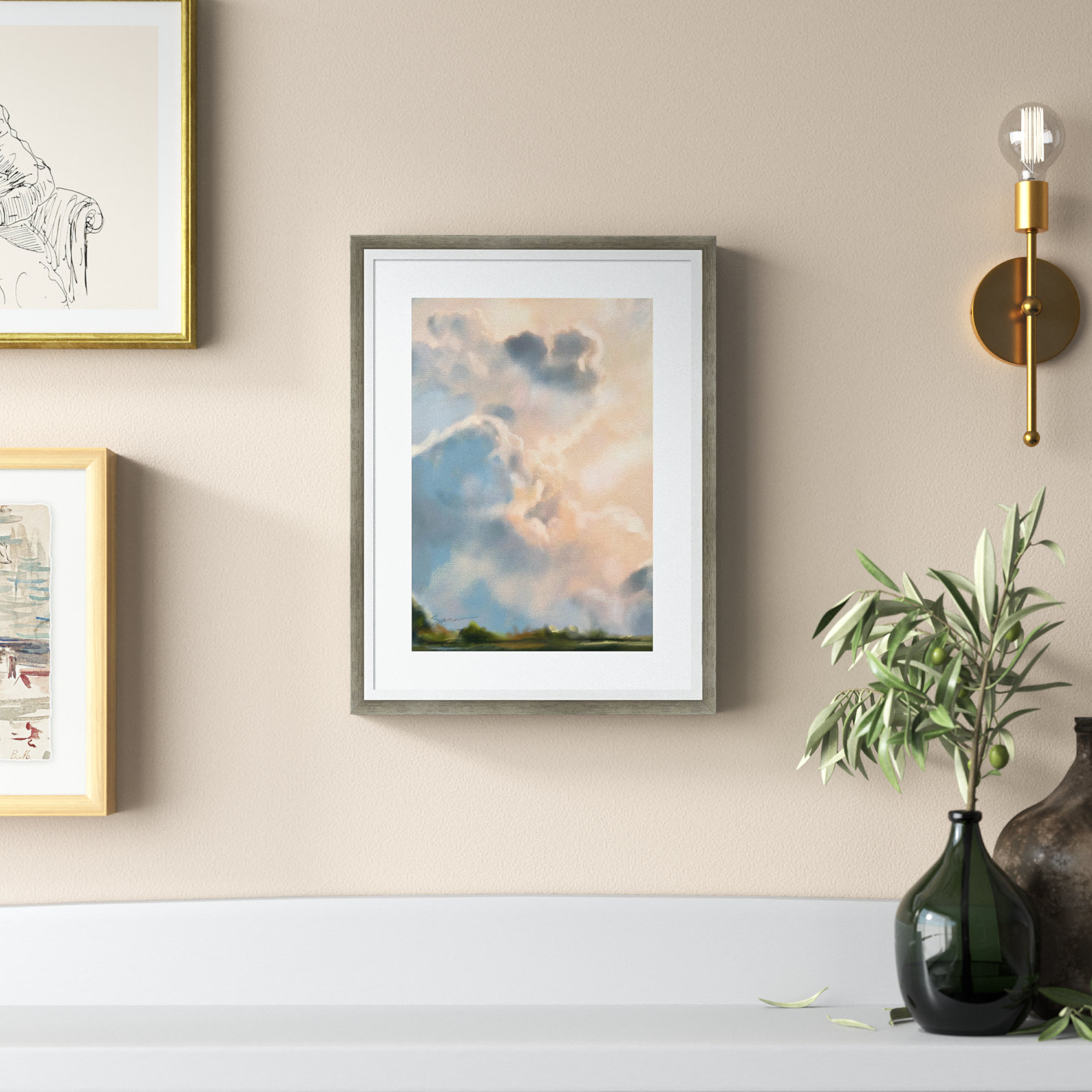 Cloud I by Mary Sparrow, 30" W x 41" H x 2" D, Silver Framed