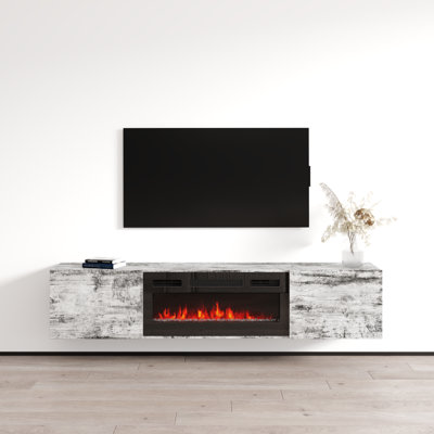 Baja 70.9" Modern TV Stand with Electric Fireplace, Matte Finish, Wall-Mounted