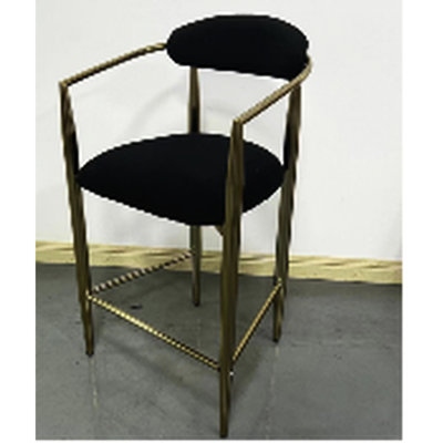 2 tabourets de bar modernes rembourrés en mousse, avec cadre en fer, noir et doré, pour la cuisine, style pub de style Mid-Century 2 pièces