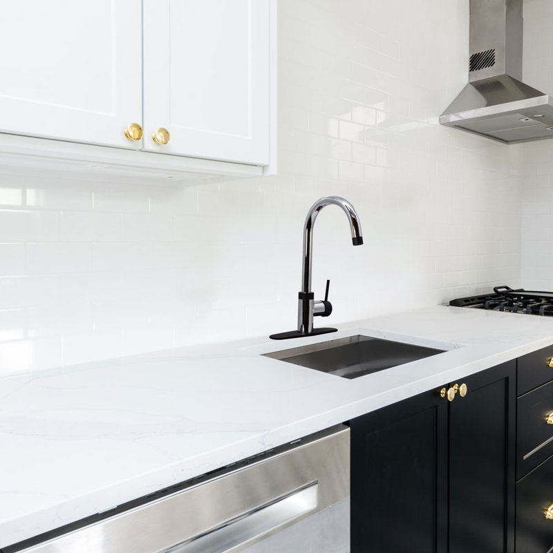 Polished Chrome and Matte Black 3-in-1 Kitchen Faucet with Instant Hot Water Tank
