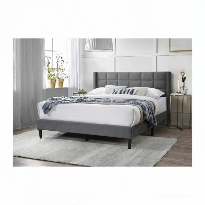 Lit tapissier Burlap, Gris
