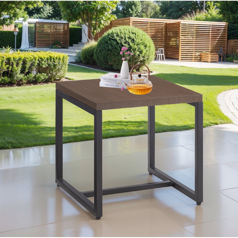 Naresa Metal Outdoor Side Table, Brown