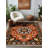 Madeline Collection Digital Print Cotton-Polyester Orange Brown Beige Moroccan Rug-184901299