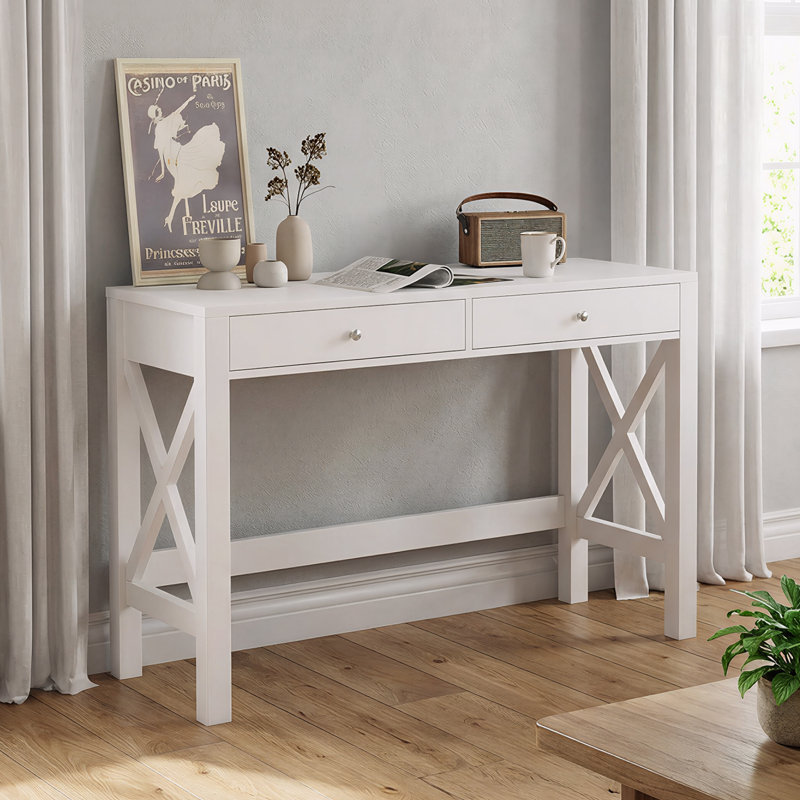 Bureau l 39,4 "avec 2 tiroirs, Blanc