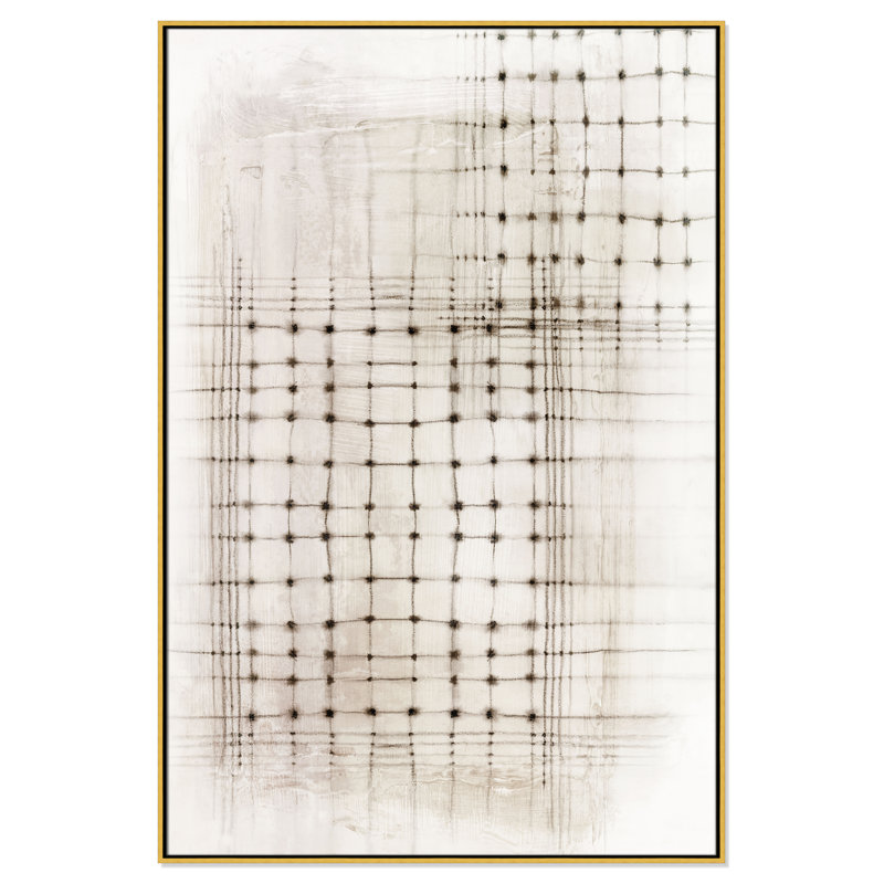 «Intersecting Lines in Quiet Neutralité II» par , Flotteur doré, H 61,5 po x l 41,5 po