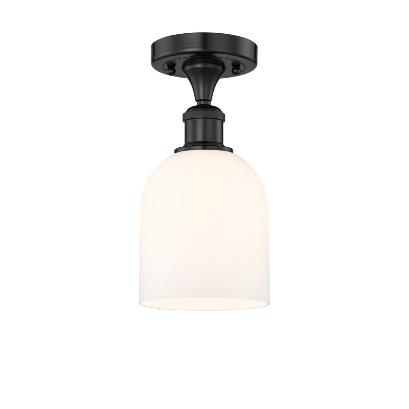 Edison - Allysson - 1 Light 6" Semi-Flush Mount - Seedy Shade, Clear, Matte Black