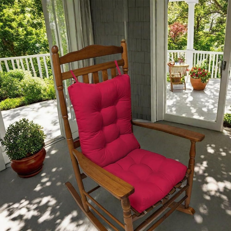 Ensemble de coussins de chaise berçante, coussins de chaise de patio, coussins de chaise capitonnés pour meubles berçants, coussins de siège d'intérieur avec attaches (vert foncé)