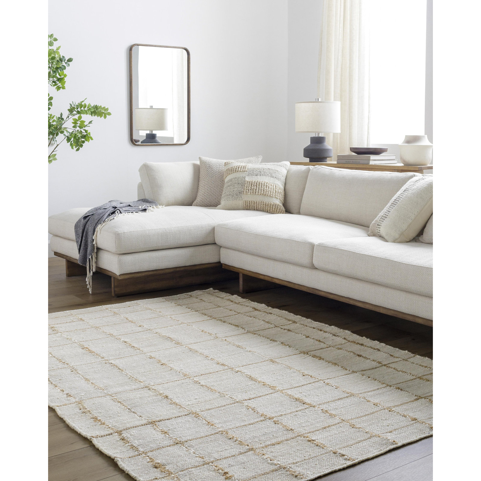 Becki Owens x Livabliss Kamey Hand-Woven Checkered Jute Rug,  Rectangle 2' x 3'