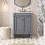 Meuble-lavabo de 61 cm (24 pouces) avec lavabo intégré, armoire de rangement moderne à 2 niveaux, de couleur grise et de structure en bois massif.