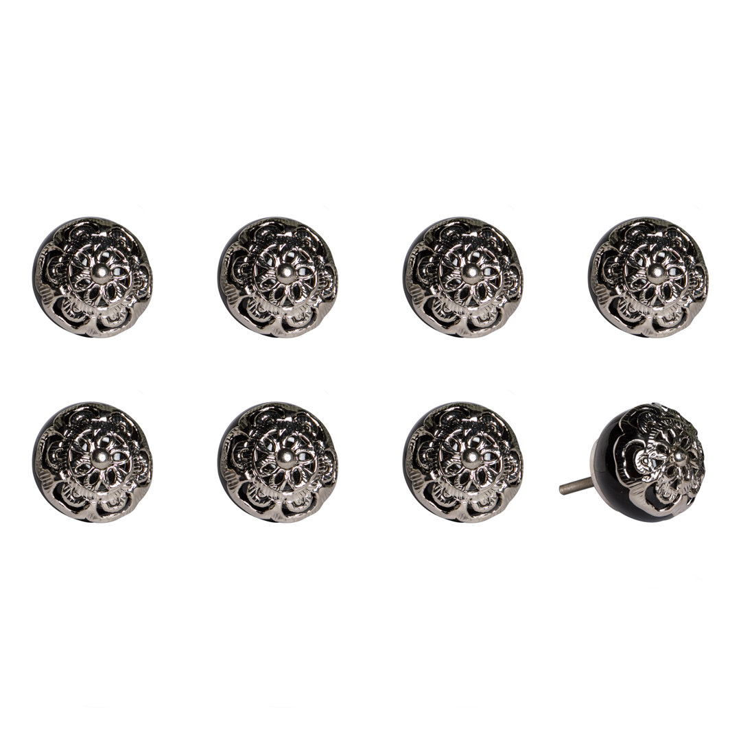 Hand Painted Mushroom Knob Multipack (Set of 8) Taj Hotel