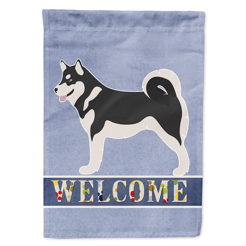Polyester 2 côtés 40 x 28 po welcome drapeau maison, Malamute d’Alaska