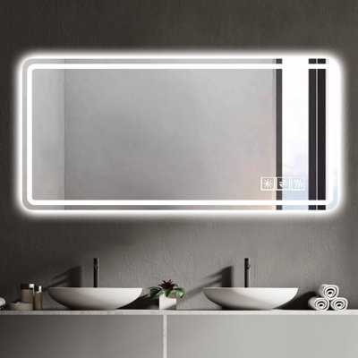 Miroir 28 po x 60 po pour salle de bain - brouillard, verre résistant, finition lisse pouces