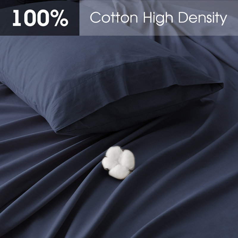 400 Thread Solid color Count 100% Cotton Extra Deep Pocket Sheet Set, Queen Sheet Set with 4 additional pieces, Blue