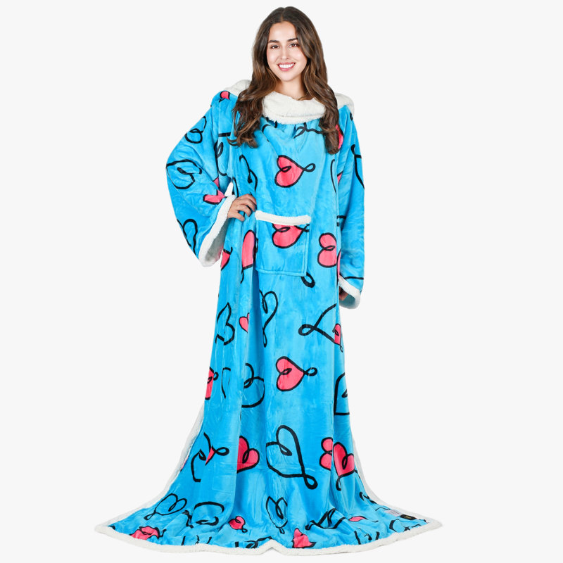 Couverture en sherpa Tirrinia, Art sur l'amour, bleu