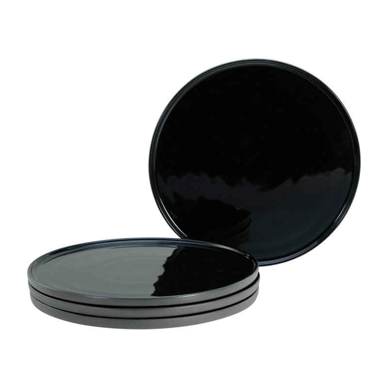 Creatable, 21657, Serie Futuro White Sand, 4-teiliges Geschirrset, Speiseteller Set Aus Steinzeug, Black